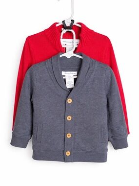Tommy Bahama Kids Shawl Collar Cardigan Set - Gray and Red